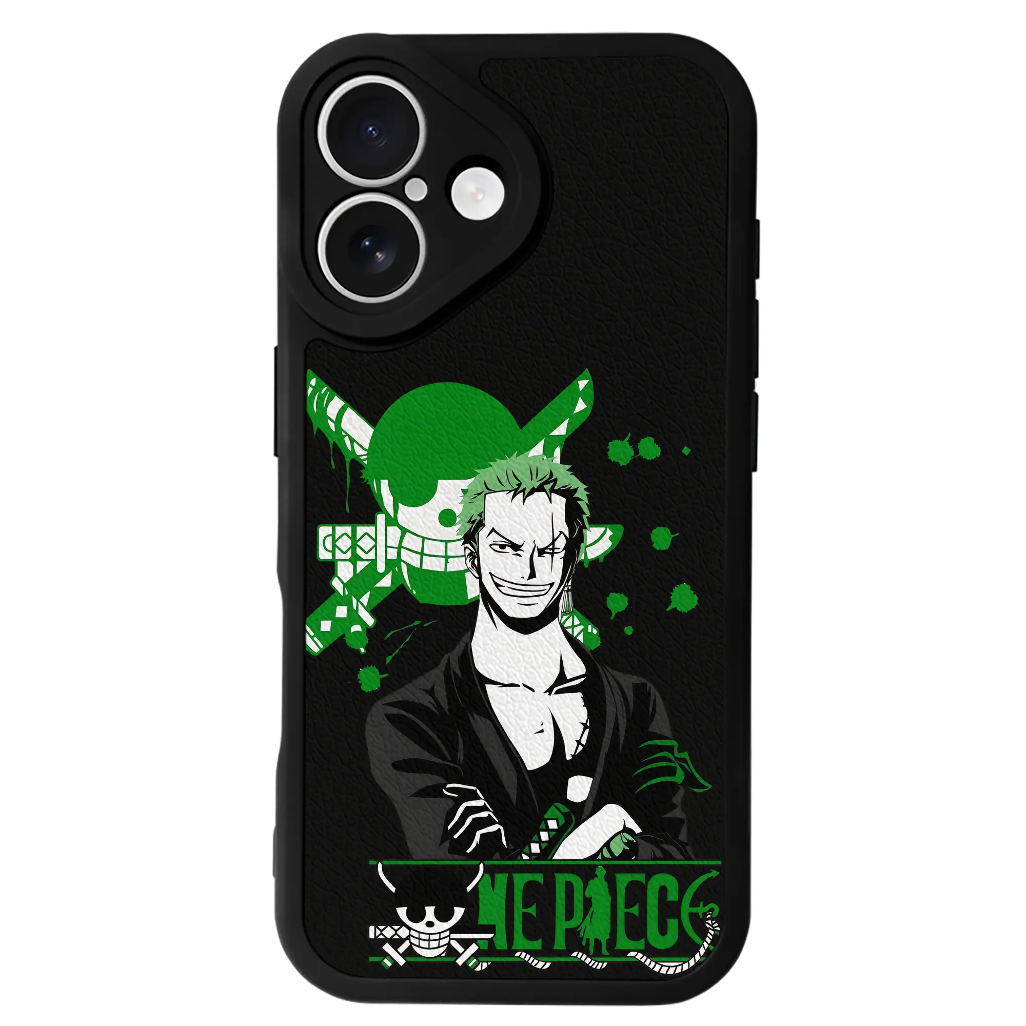 ワンピース グッズ ロロノア・ゾロ - IPhone 16シリーズ対応 ・ シリコンスマホケース ・ レザー調 ・ 高精度フィット ・ 耐衝撃 ・ ワイヤレス充電対応 ・ 精密カット